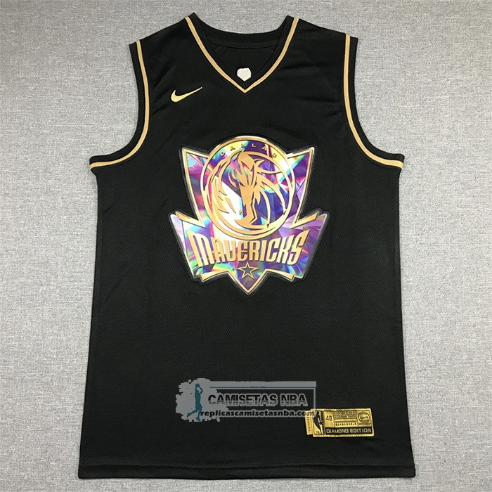 Camiseta Golden Edition Dallas Mavericks Luka Doncic NO 77 2021-22 Negro
